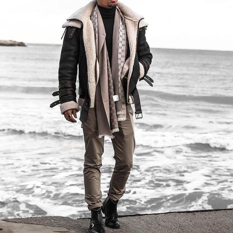 Men's bomber jacket with luxurious synthetic fur lining and modern accents Lisslune
