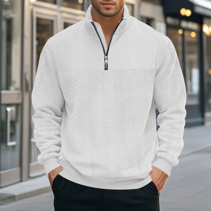 Men's knit sweater with modern stand-up collar and zipper Lisslune