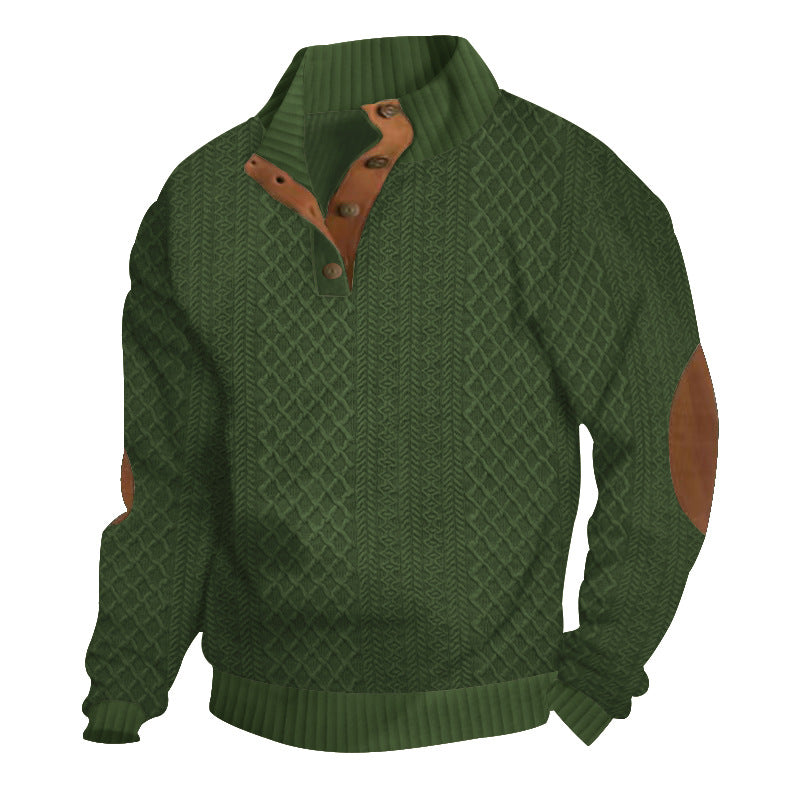 Men's sweatshirt with textured knit pattern and leather details Lisslune