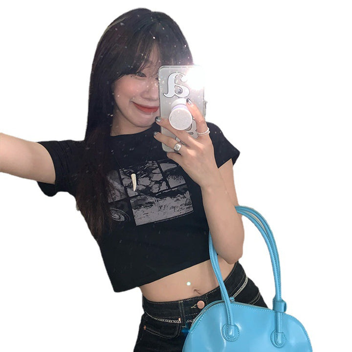 Ladies Cropped T-Shirt with creative graphic design Lisslune
