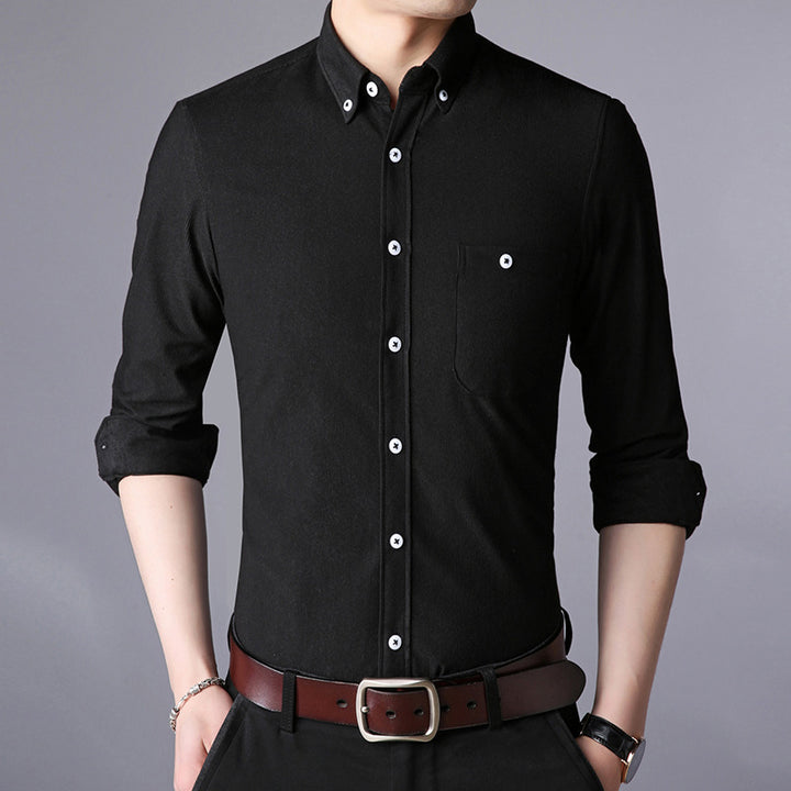 Men's long sleeve shirt with classic button-down collar Lisslune