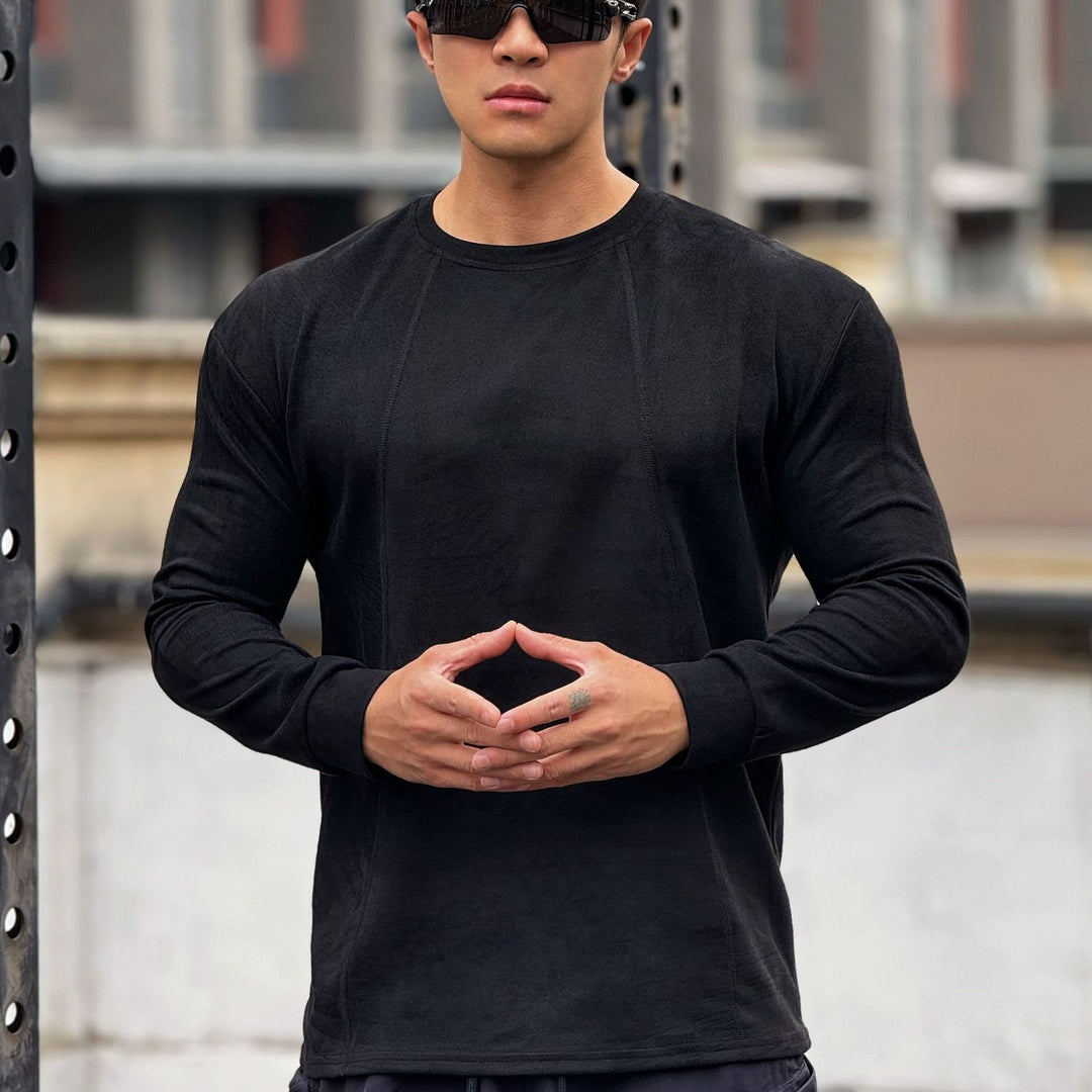 Men's Long Sleeve Sports Shirt with Seamless Processing and Fitted Cut Lisslune
