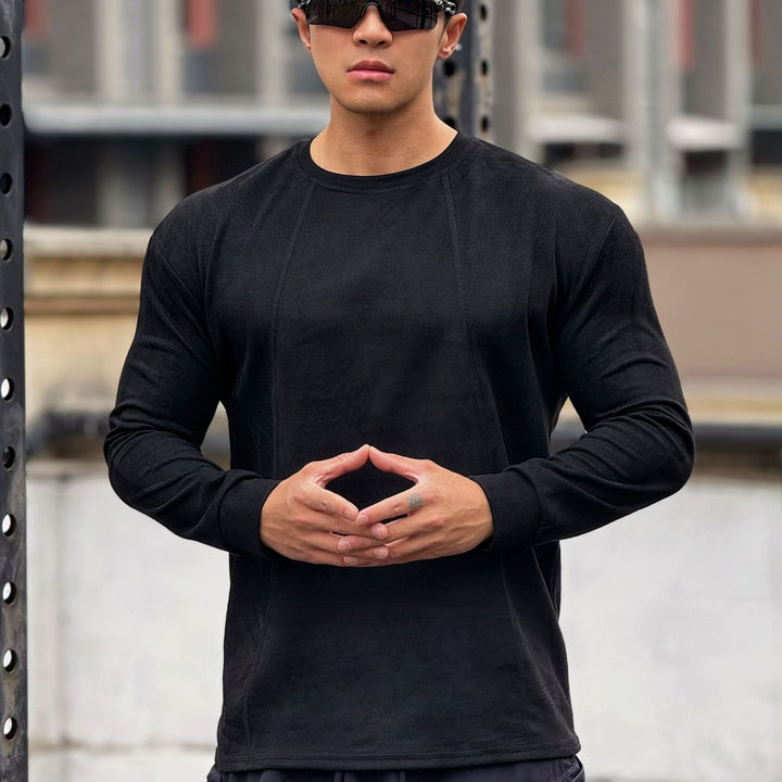 Men's Long Sleeve Sports Shirt with Seamless Processing and Fitted Cut Lisslune