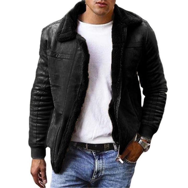 Men's Lambskin Lined Leather Jacket in Modern Design Lisslune