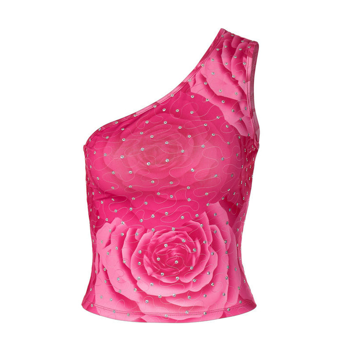 Women's asymmetrical bustier with floral pattern and rhinestone details Lisslune