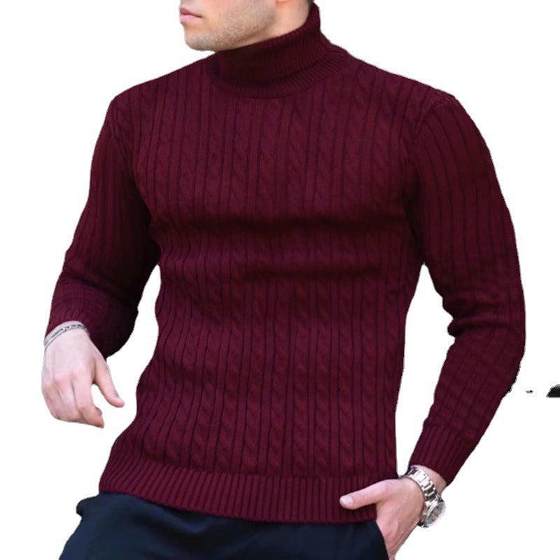 Men's Cable Knit Turtleneck Sweater Lisslune