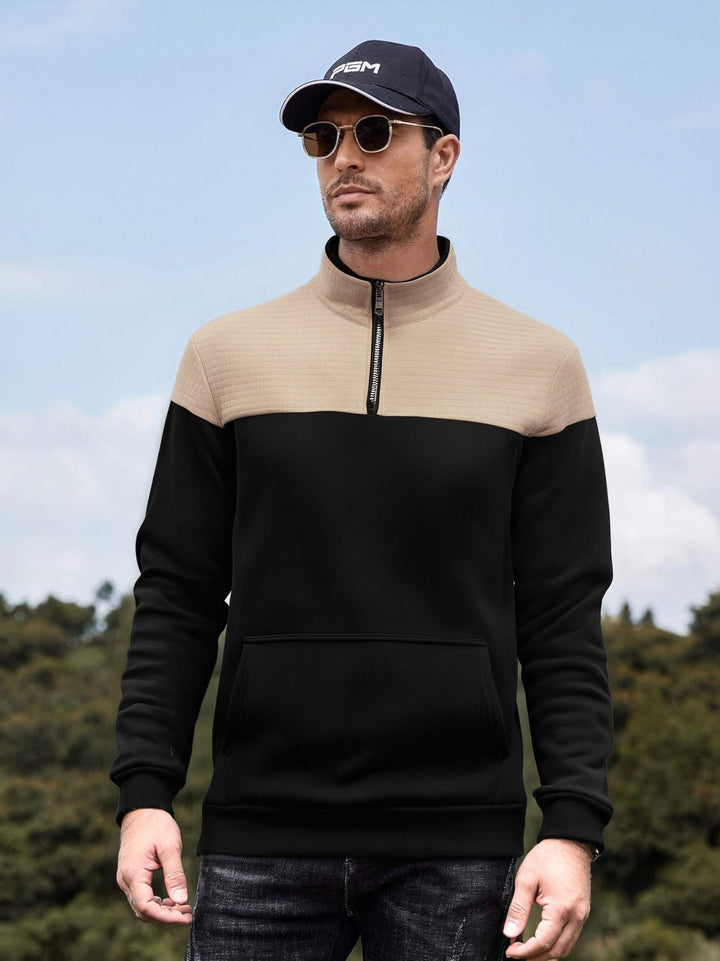 Men's functional sweatshirt jacket with a high collar and practical kangaroo pocket Lisslune