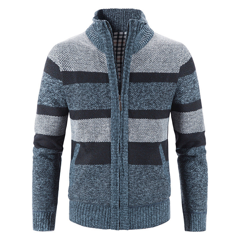 Men's fashionable cardigan with stand-up collar and zipper Lisslune