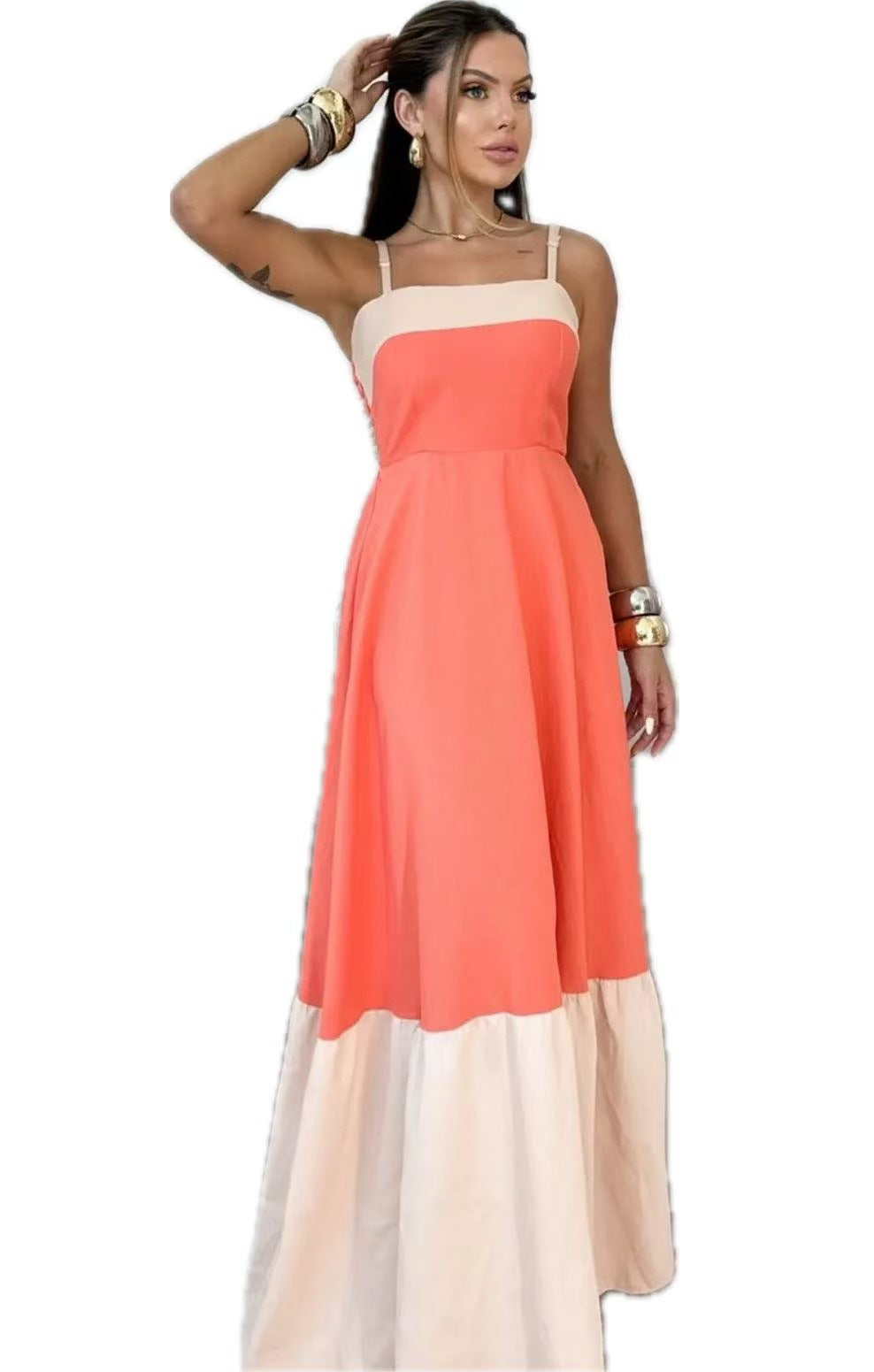 Ladies maxi dress made of high-quality cotton with contrasting hem Lune London