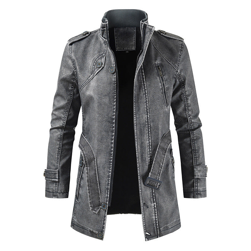 Men's fashionable biker leather jacket with asymmetrical zipper and practical pockets Lisslune
