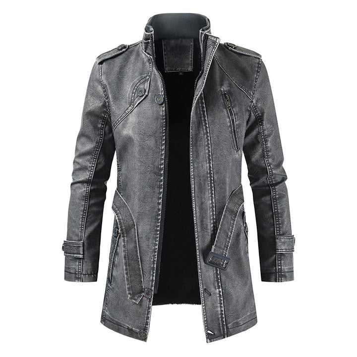 Men's fashionable biker leather jacket with asymmetrical zipper and practical pockets Lisslune