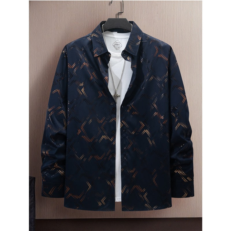 Men's elegant long sleeve shirt with modern pattern and breathable surface Lisslune