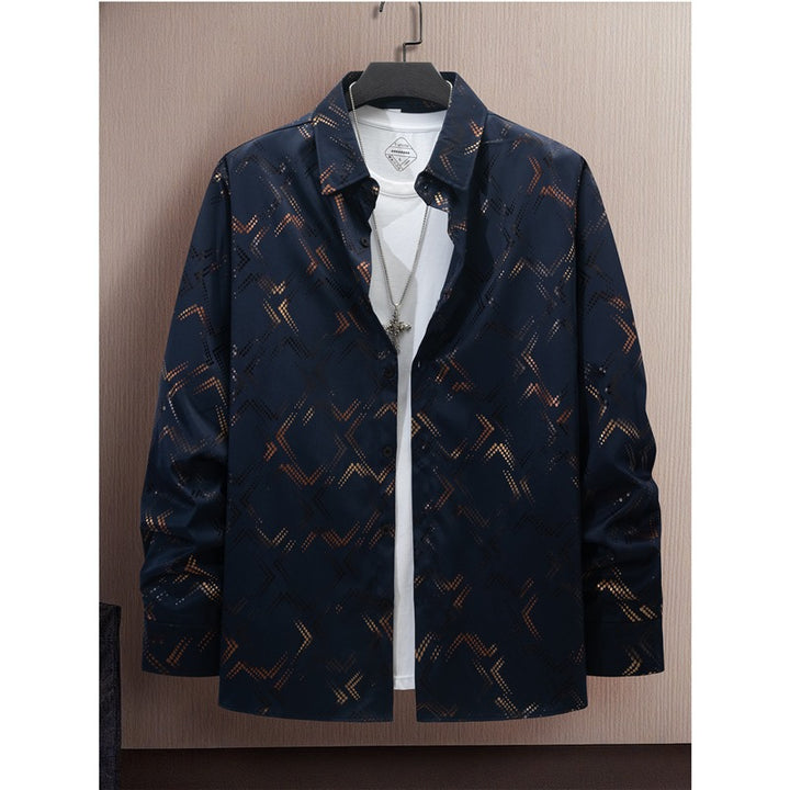 Men's elegant long sleeve shirt with modern pattern and breathable surface Lisslune