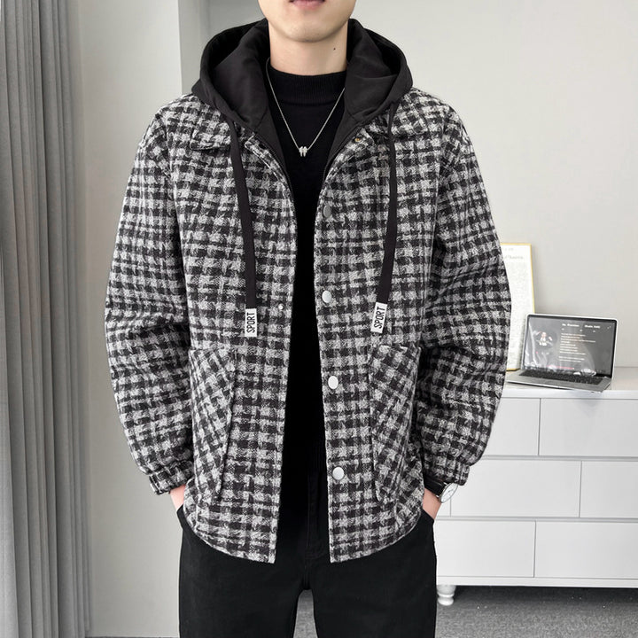 Men's Warm Checked Overcoat with Interior Cozy Lining Lisslune