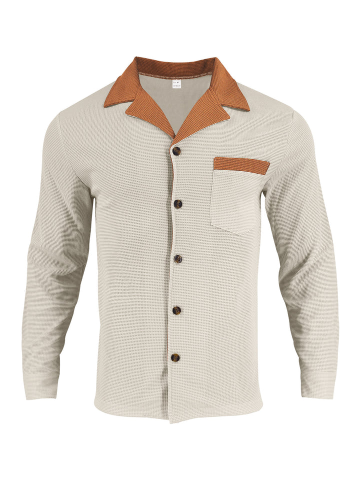 Men's stylish long-sleeve shirt with textured design and practical chest pocket Lisslune