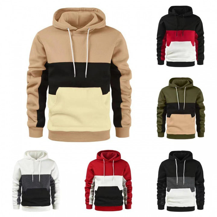 Men's sporty hooded sweatshirt with contrasting color block design Lisslune