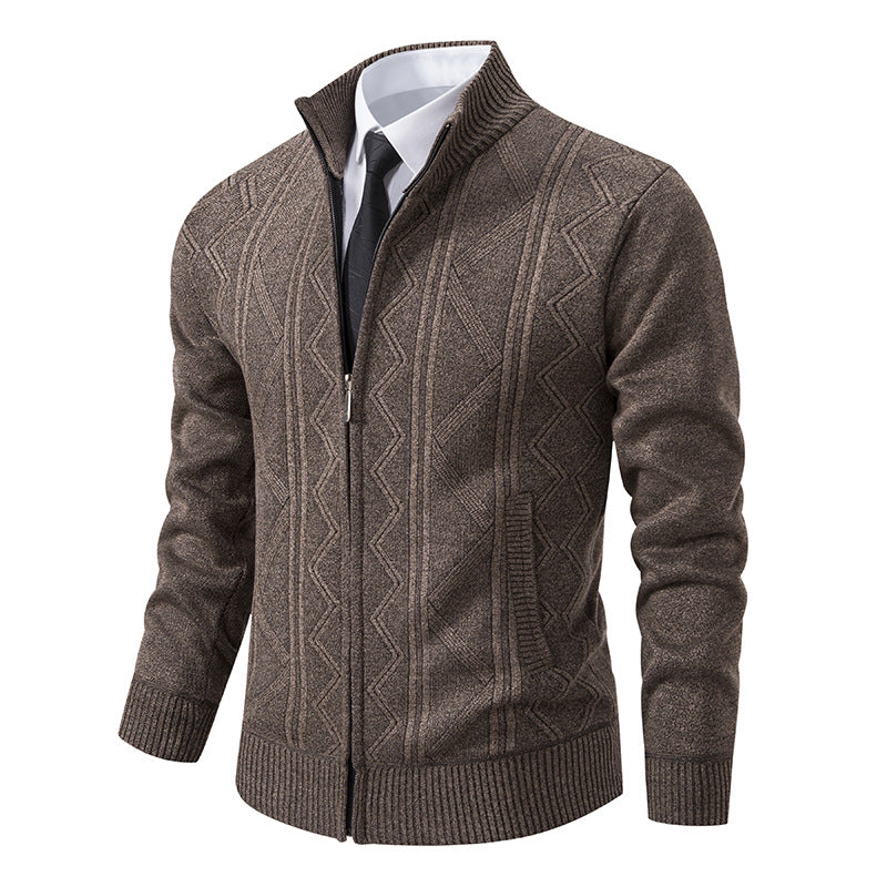 Men's cardigan with high collar and zipper Lisslune