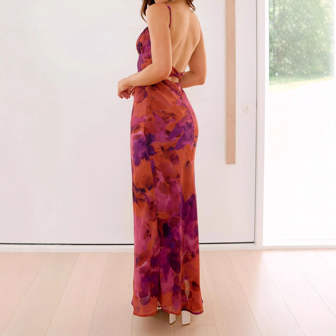 Women Elegant Maxi Dress with Soft Gradient and Delicate Spaghetti Straps