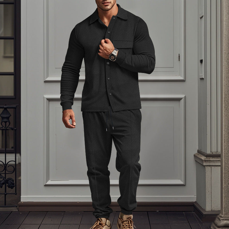 Men's casual pajama set with elegant button details Lisslune