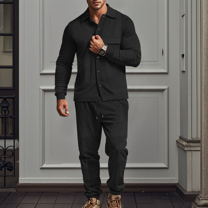 Men's casual pajama set with elegant button details Lisslune