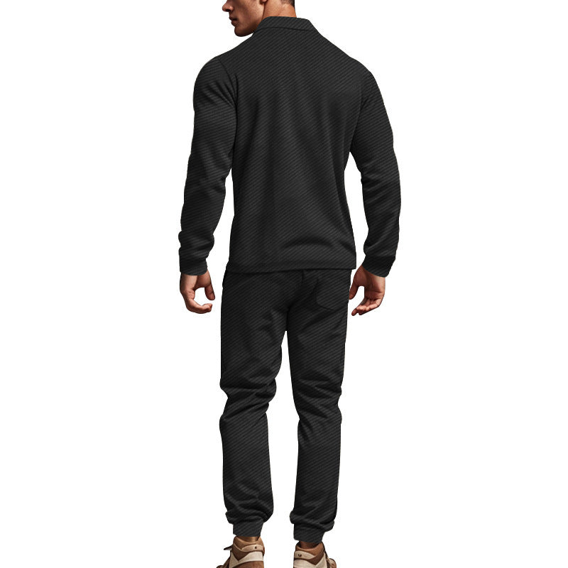 Men's fashionable two-piece leisure suit with textured design Lisslune