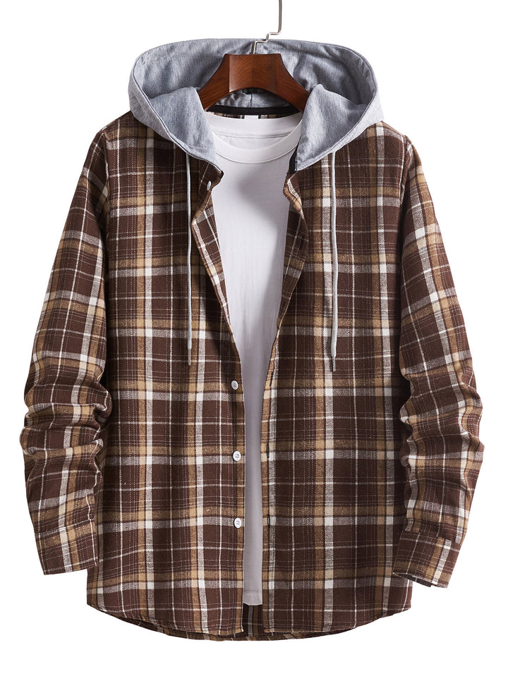 Men's shirt with hood in casual checkered look Lisslune