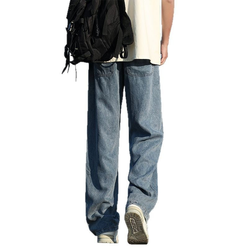 Men's loose and comfortable denim pants with adjustable waistband Lisslune