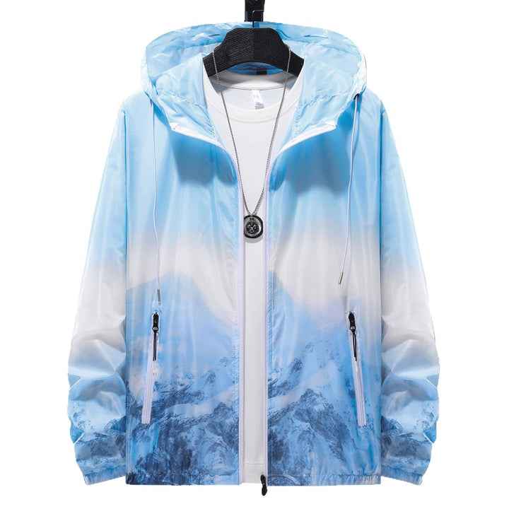 Men's wind and water-resistant lightweight jacket with adjustable hood and reflective details Lisslune
