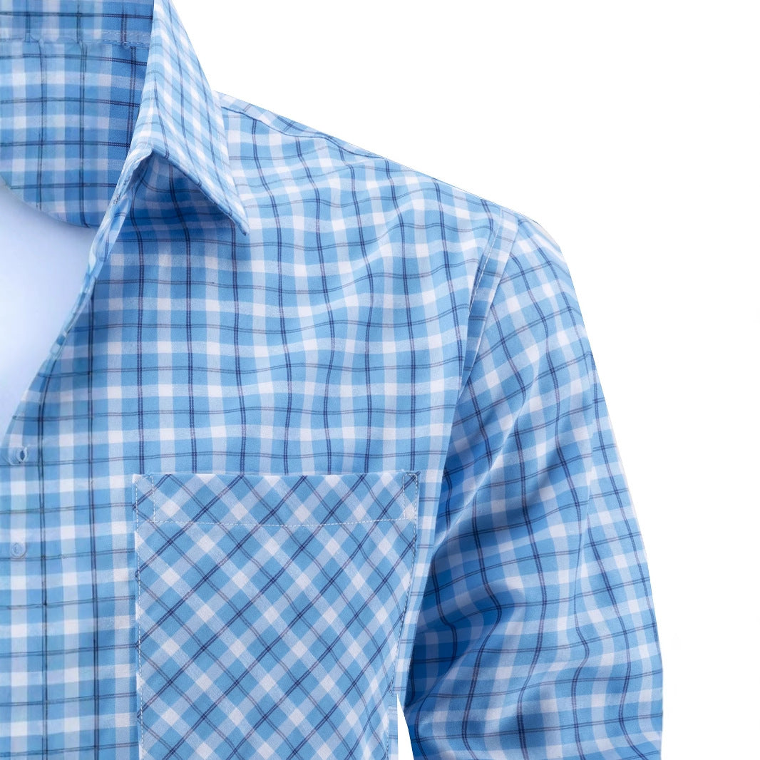 Men's checked long-sleeve shirt with breast pocket Lisslune