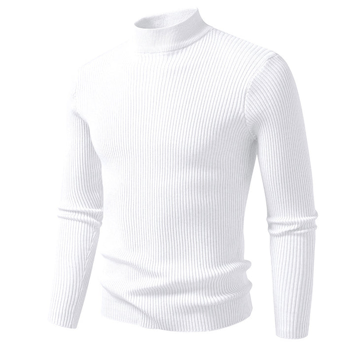 Men's turtleneck sweater made of high-quality stretch wool with ribbed texture Lisslune