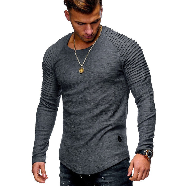 Men's long-sleeve shirt with textured shoulder design Lisslune