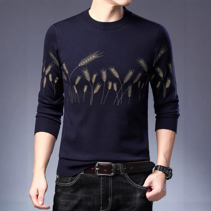 Men's knit sweater with elegant grain motif Lisslune