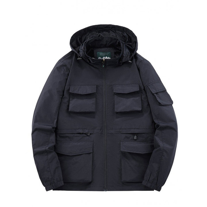 Men's Multifunctional Jacket with Numerous Pockets and Adjustable Hood Collar Lisslune
