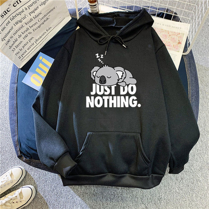 Women's hoodie with playful koala design and motivational lettering Lisslune