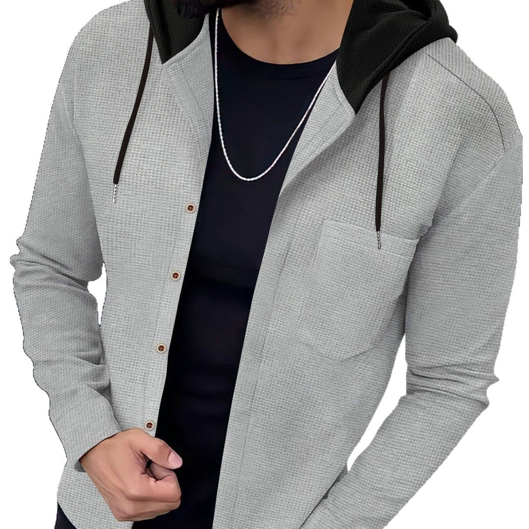 Men's leisure shirts with hood and textured design Lisslune