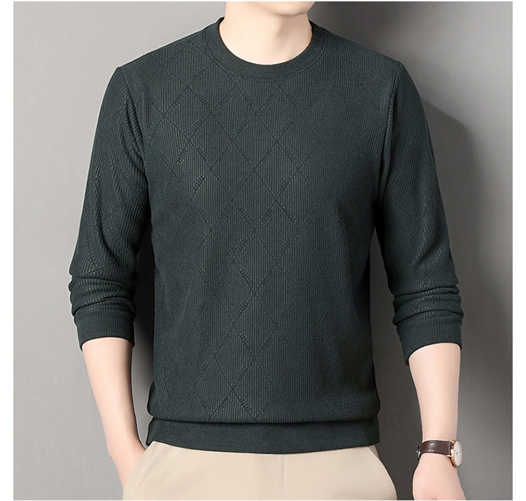 Men's stylish round neck sweater with modern diamond pattern Lisslune
