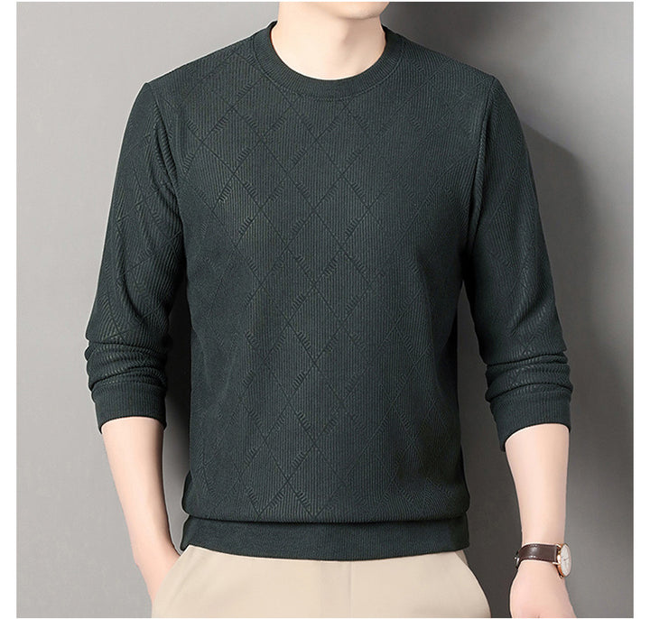 Men's stylish round neck sweater with modern diamond pattern Lisslune