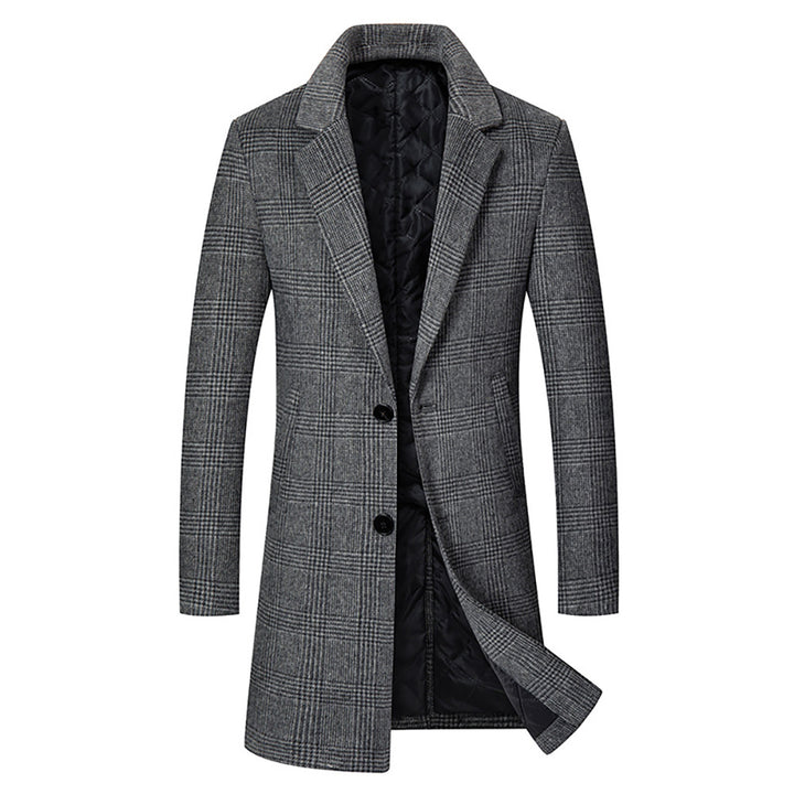 Men's elegant long coat in check pattern with removable inner part Lisslune