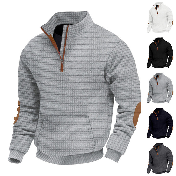 Men's stylish fleece pullover with stand-up collar and practical zipper Lisslune