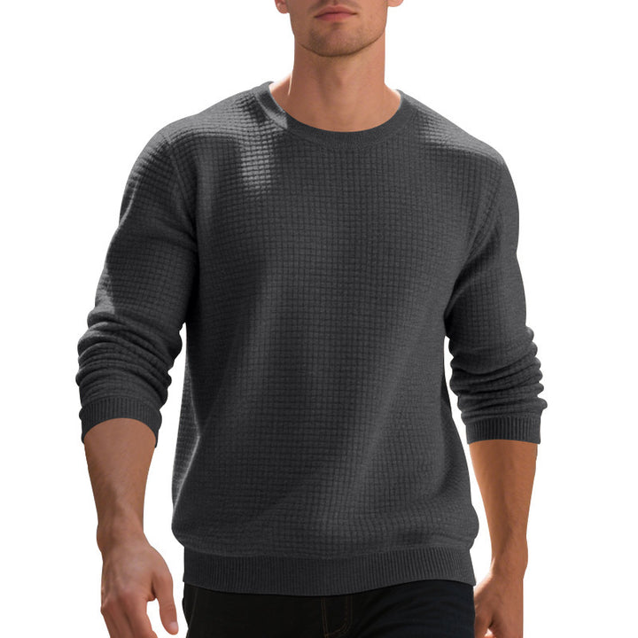 Men's fashionable textured sweater with round neck and comfortable fit Lisslune