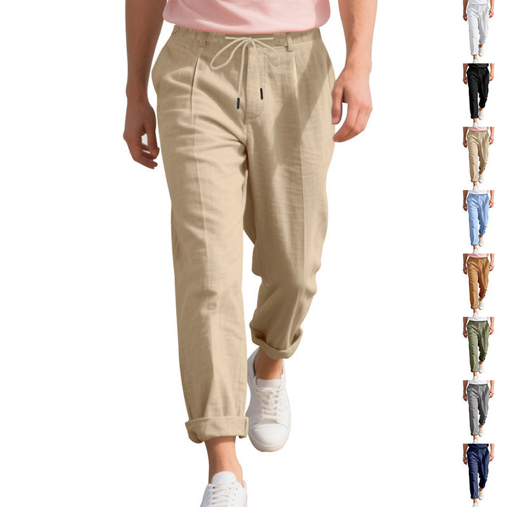Men's Lightweight Casual Pants with Elastic Waistband and Side Drawstring Lisslune