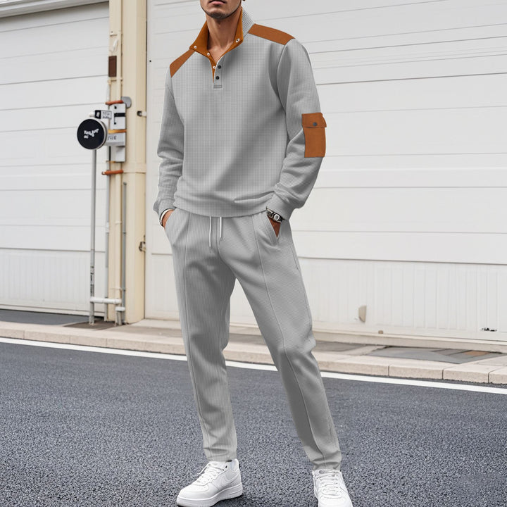 Men's Sporty Zip Set with Fashionable Accents and Structured Processing Lisslune