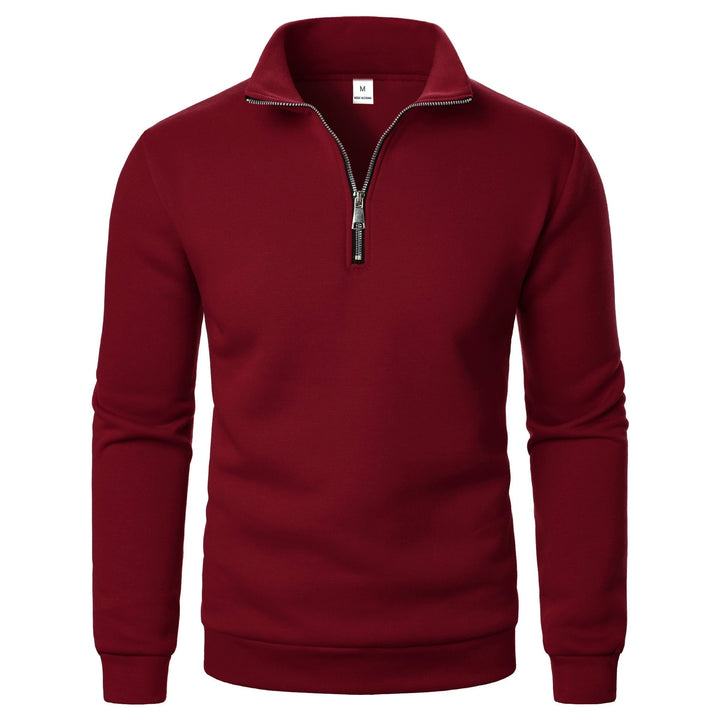 Men's fleece pullover with practical stand-up collar and zipper Lisslune