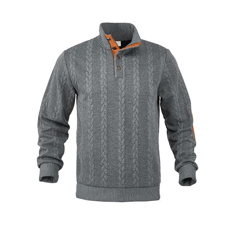 Men's knit sweater with high collar and fashionable cable design Lisslune