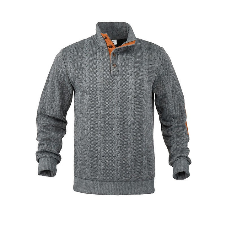 Men's knit sweater with high collar and fashionable cable design Lisslune