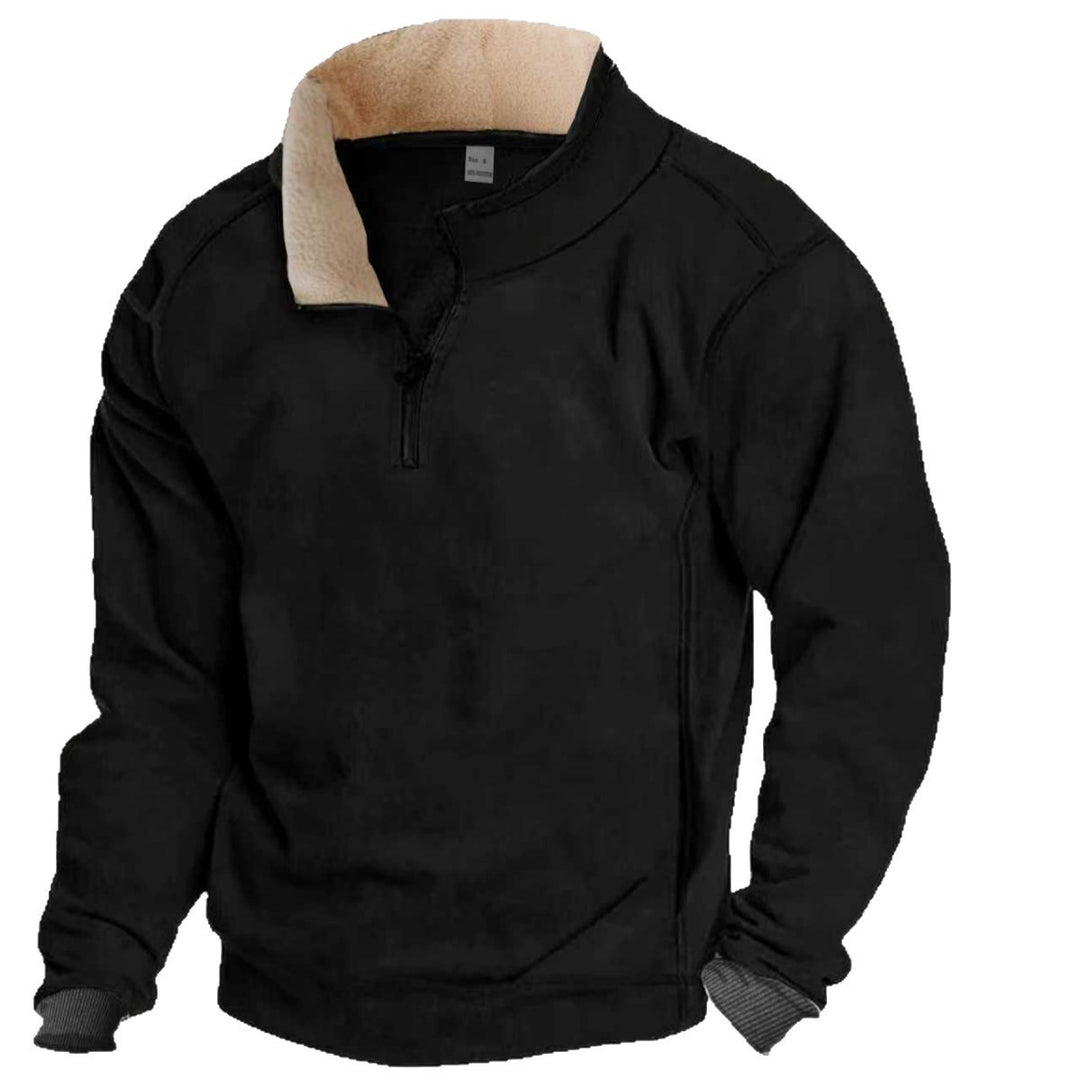 Men's fleece pullover with full zip and contrasting collar Lisslune