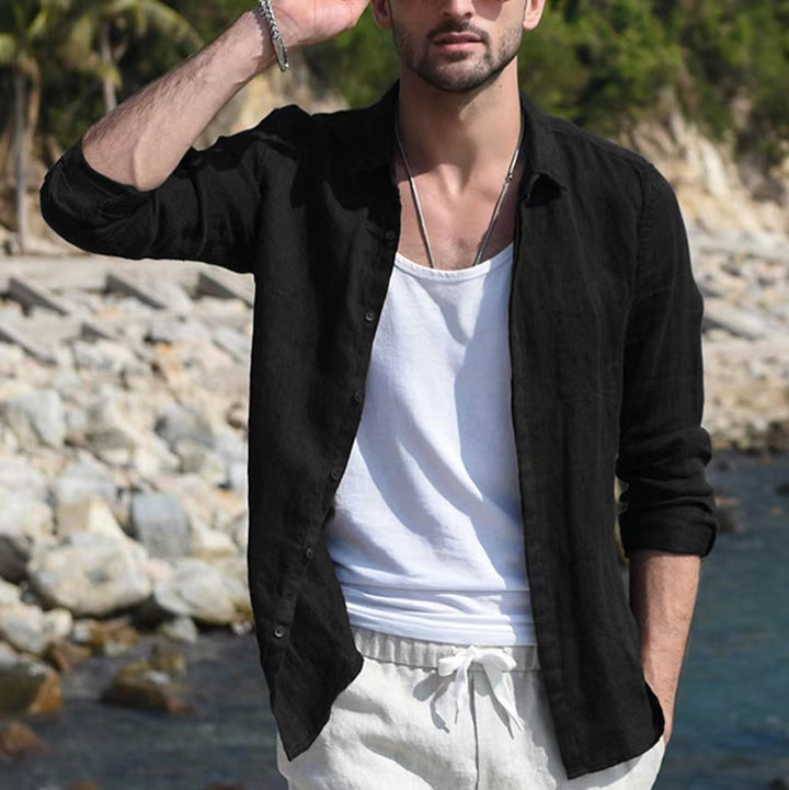 Men's casual linen shirt with a casual cut and breathable texture Lisslune