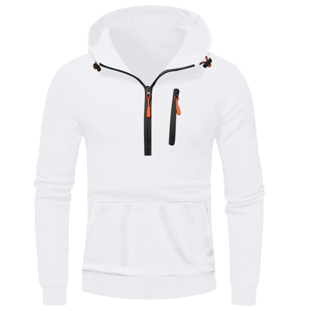 Men's modern hoodie with innovative half zipper Lisslune