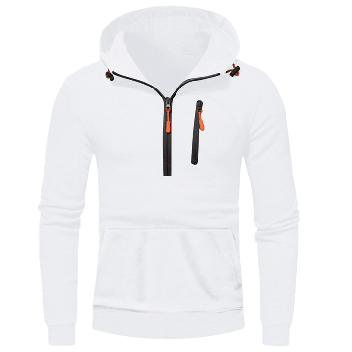 Men's modern hoodie with innovative half zipper Lisslune