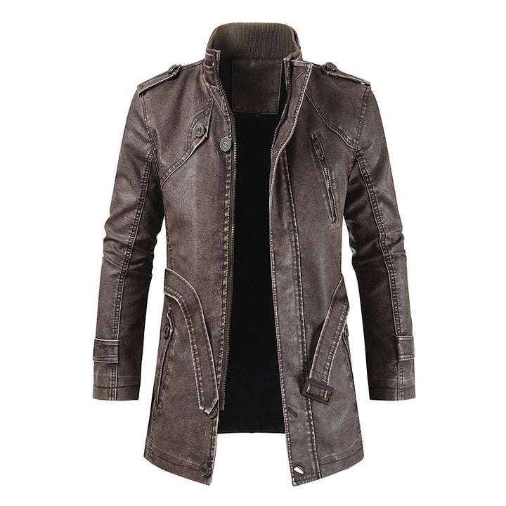 Men's fashionable biker leather jacket with asymmetrical zipper and practical pockets Lisslune